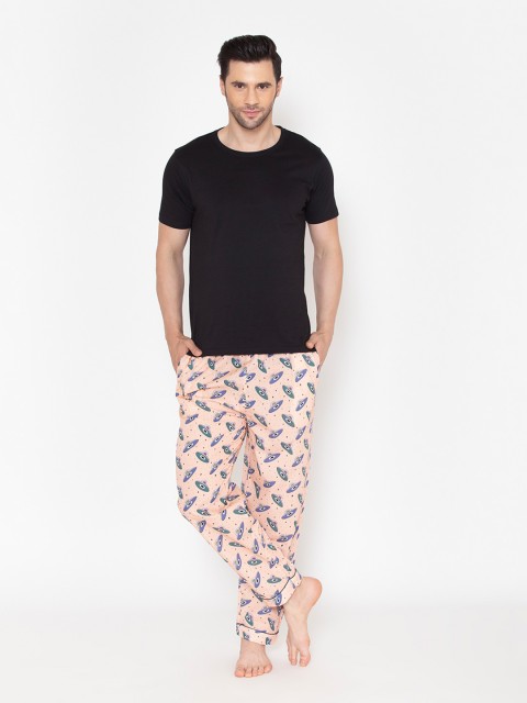 

Fluffalump Men Peach-Coloured & Blue Night suit