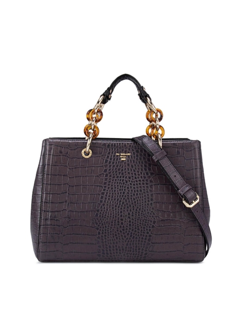 

Da Milano Grey Textured Leather Structured Handheld Bag with Quilted