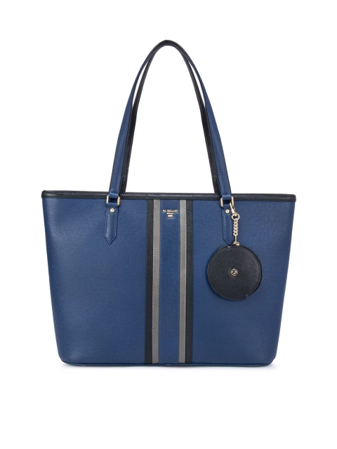 

Da Milano Blue Printed Leather Structured Shoulder Bag