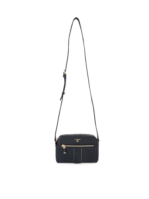 

Da Milano Black Leather Bowling Sling Bag with Tasselled