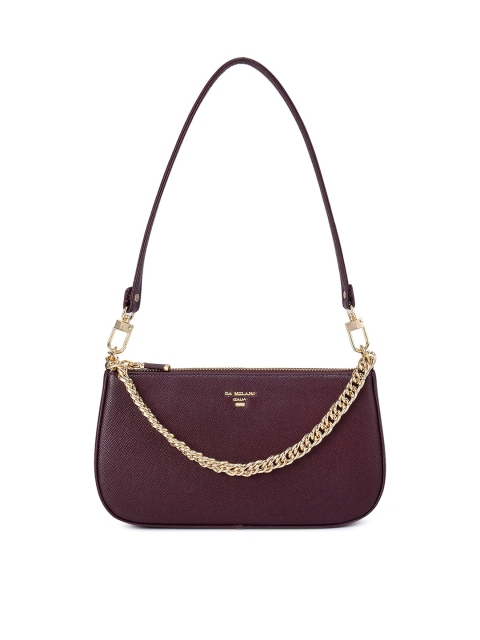 

Da Milano Burgundy Textured Leather Structured Sling Bag