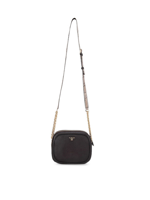 

Da Milano Brown Colourblocked Leather Structured Sling Bag with Tasselled