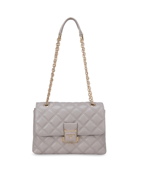

Da Milano Beige Textured Leather Structured Shoulder Bag with Quilted