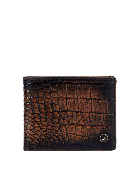 

Da Milano Men Brown & Black Abstract Textured Leather Two Fold Wallet