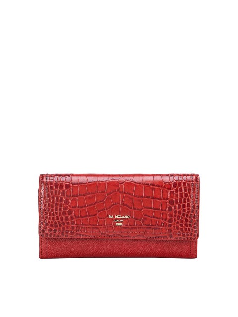 

Da Milano Women Red Textured Embellished Leather Three Fold Wallet
