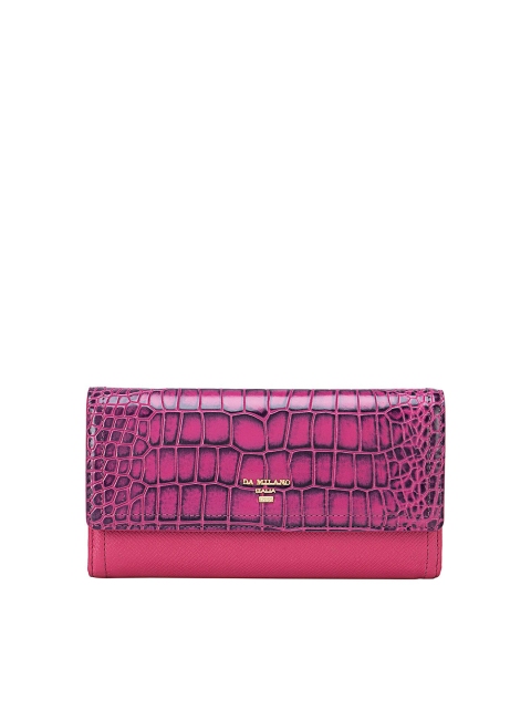 

Da Milano Women Pink & Purple Textured Leather Three Fold Wallet