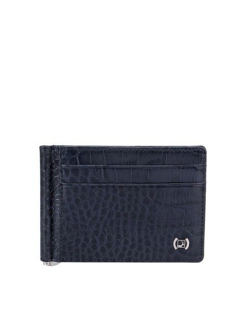 

Da Milano Men Blue Textured Leather Two Fold Wallet