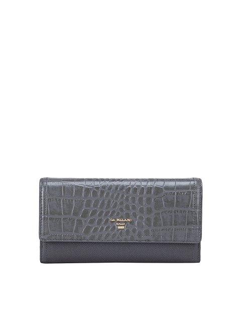 

Da Milano Women Grey Textured Leather Three Fold Wallet