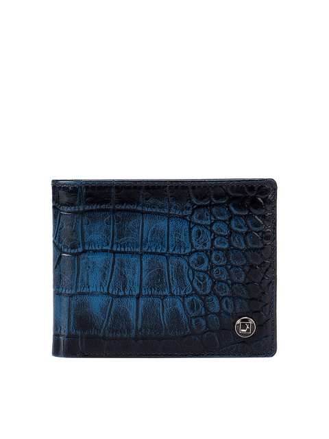 

Da Milano Men Blue Textured Leather Two Fold Wallet
