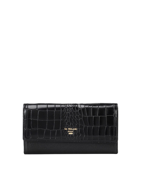 

Da Milano Women Black Textured Leather Three Fold Wallet