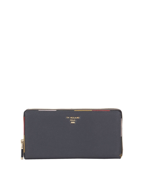 

Da Milano Women Grey Textured Leather Zip Around Wallet