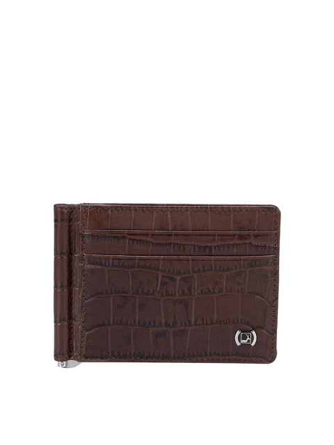 

Da Milano Men Brown & Gunmetal-Toned Textured Leather Money Clip