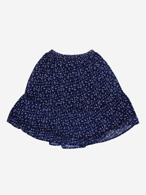 

KiddoPanti Girls Navy Blue Printed Midi-Length Flared Skirt