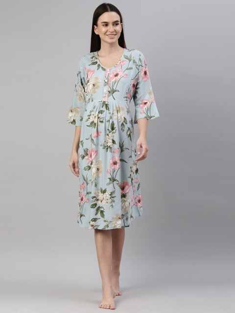 

GOLDSTROMS Blue Floral Maternity A-Line Dress