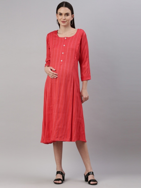 

GOLDSTROMS Red Maternity A-Line Midi Dress