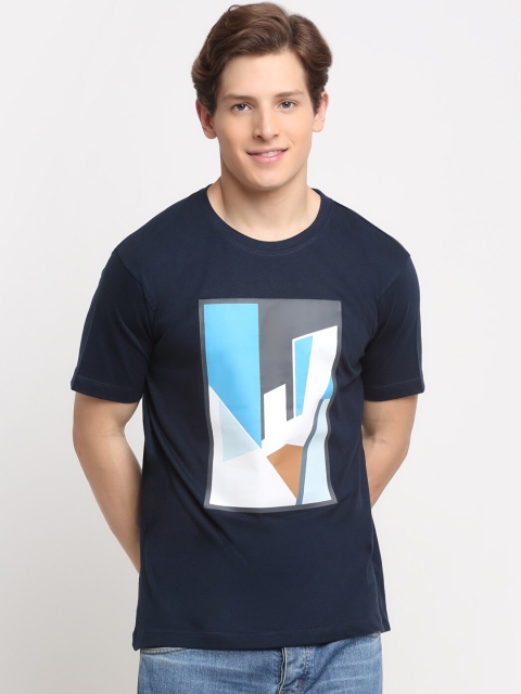 

Ennoble Men Navy Blue V-Neck T-shirt