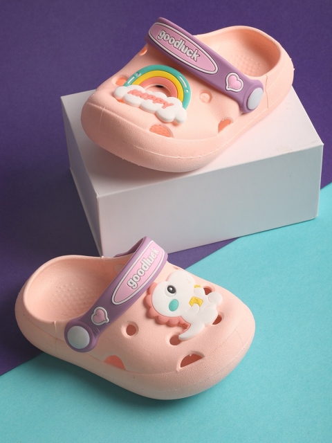 

PASSION PETALS Girls Pink & White Printed Rubber Clogs