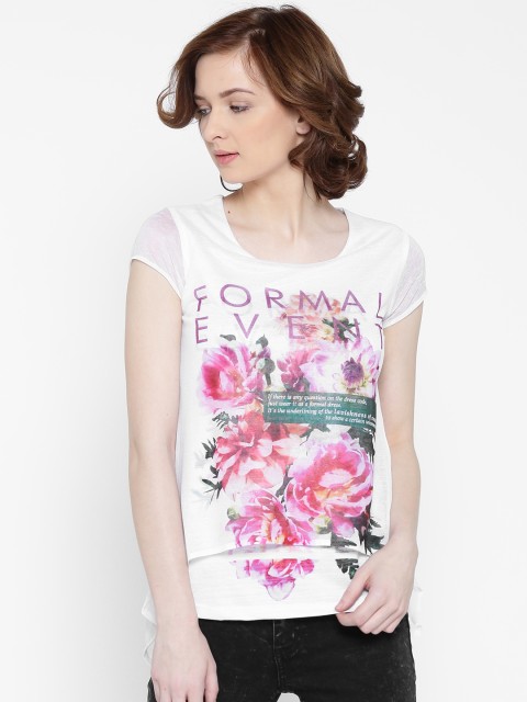

Monte Carlo Women White Printed Styled Back Top