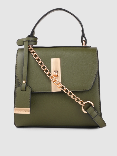 

Van Heusen Olive Green Solid Satchel
