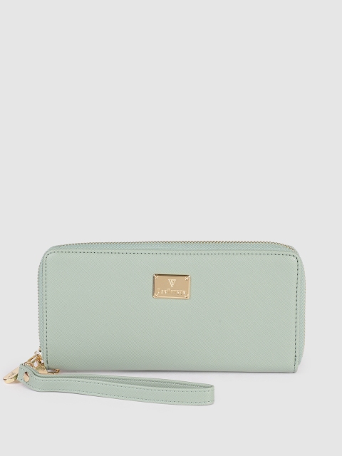 

Van Heusen Women Green Textured PU Zip Around Wallet