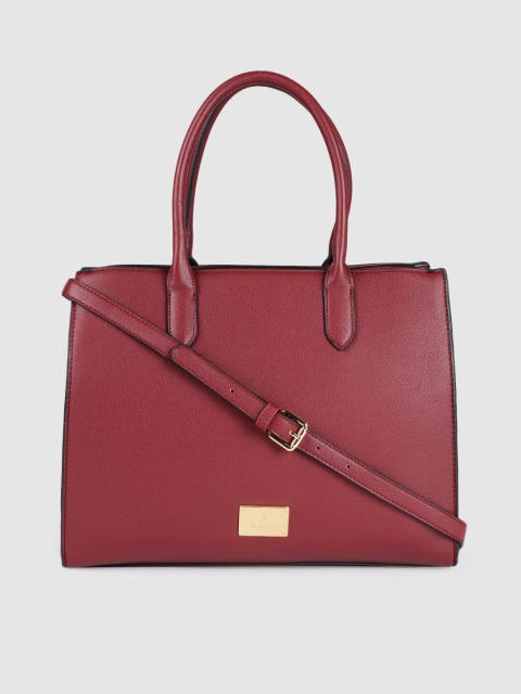 

Van Heusen Women Burgundy Textured PU Structured Handheld Bag