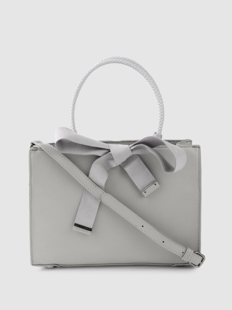 

Van Heusen Women Grey Solid Structured Handheld Bag with Bow Detail