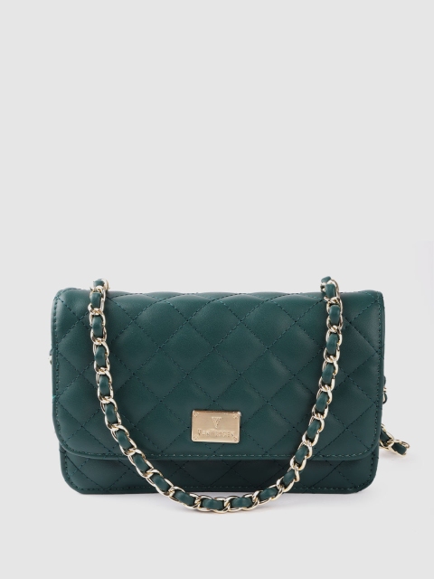 

Van Heusen Women Green Solid Structured Sling Bag with Quilted