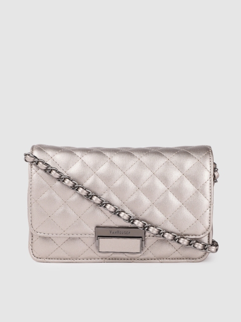 

Van Heusen Women Silver-Toned Textured PU Structured Sling Bag