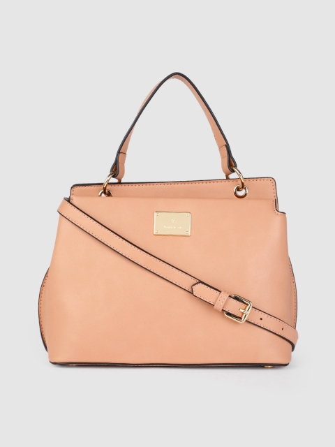 

Van Heusen Peach-Coloured Solid Structured Handheld Bag