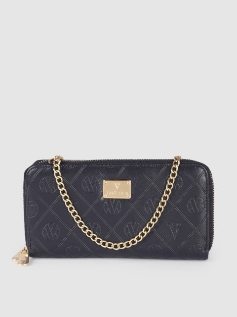 

Van Heusen Women Navy Blue Textured PU Zip Around Wallet