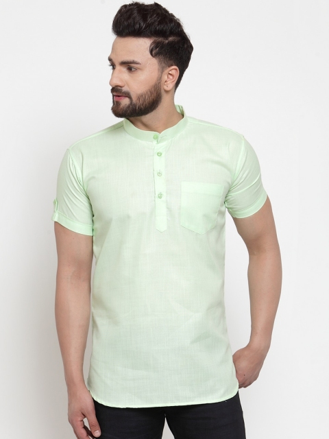 

Kaifoo Men Green Thread Work Kurta