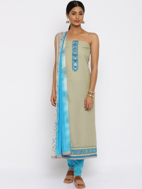 

Akhilam Grey & Blue Self-Design Semi-Stitched Dress Material