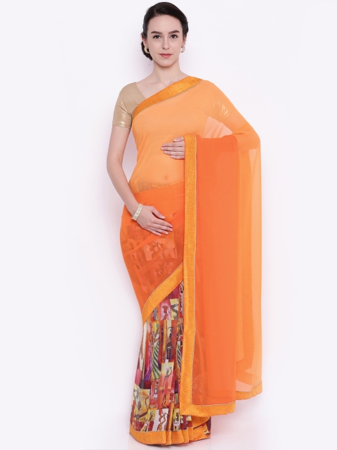 

Akhilam Orange Georgette Printed Saree