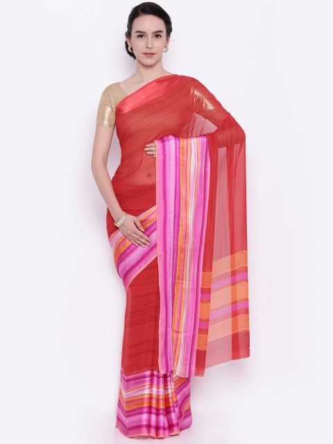 

Akhilam Red & Pink Georgette Saree