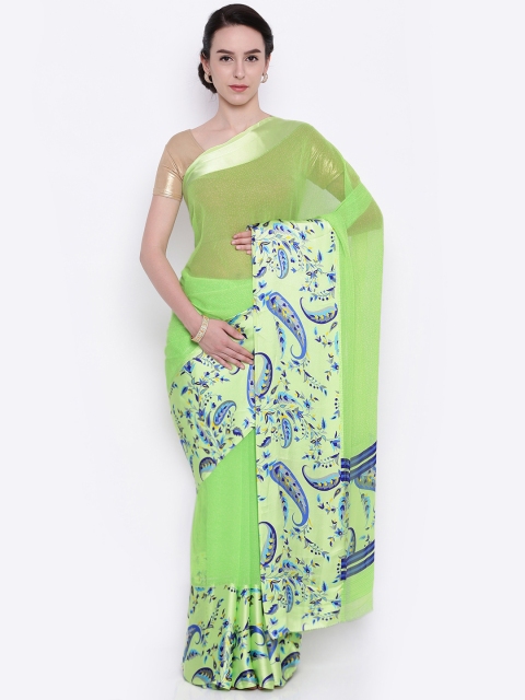 

Akhilam Green Georgette Printed Saree