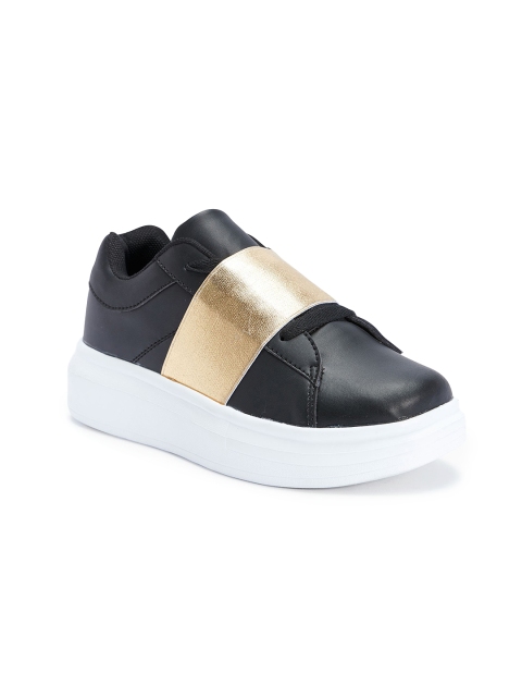 

Truffle Collection Women Black & Gold-Toned Colourblocked Sneakers