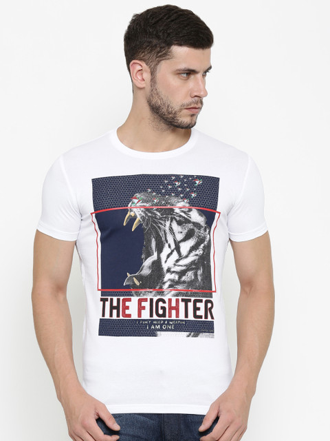 

Status Quo Men White Printed Round Neck T-Shirt