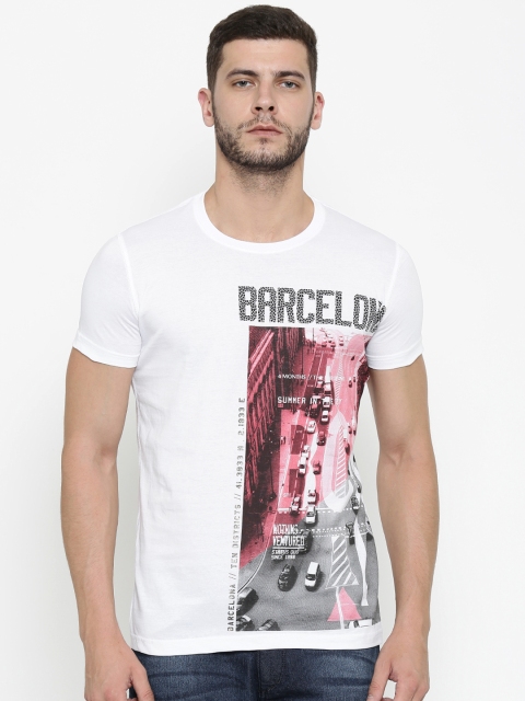 

Status Quo Men White Printed Round Neck T-shirt