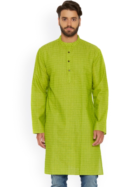 

Vivids India Men Green Straight Kurta