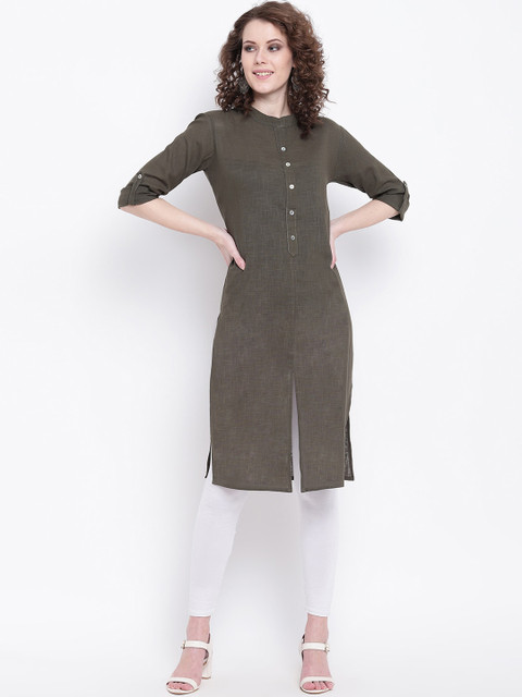 

Napra Women Olive Green Solid Kurta