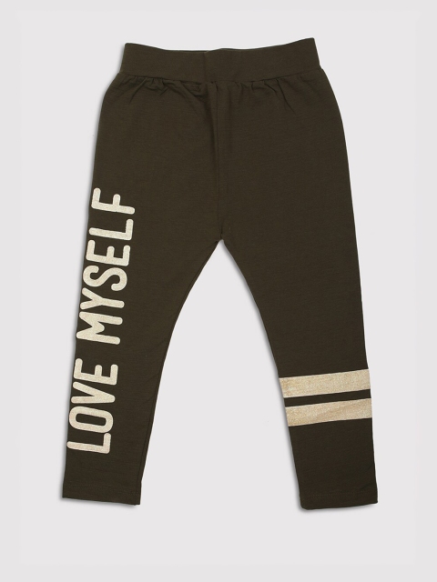 

Ziama Girls Olive Green & Cream-Coloured Printed Capris