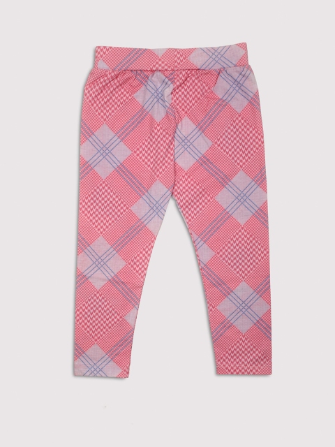 

Ziama Girls Pink & Blue Printed Cotton Capris
