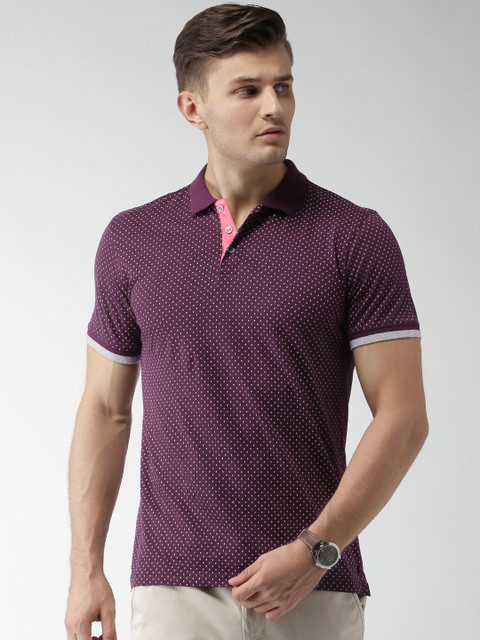 

INVICTUS Men Purple Printed Polo Collar T-shirt