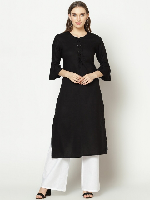 

ZNX Clothing Women Black Flared Sleeves Thread Work Kurta
