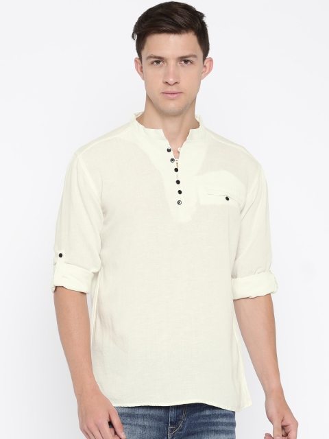 

Svanik Men Off-White Solid Straight Kurta