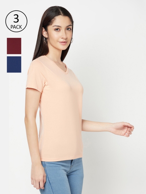 

Cantabil Women Multicoloured 3 V-Neck T-shirt, Multi