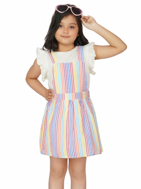 

Dress My Angel White & Blue Striped Dresses