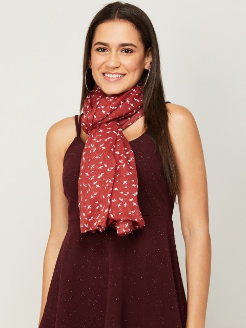 

Ginger by Lifestyle Women Maroon & White Printed Stole