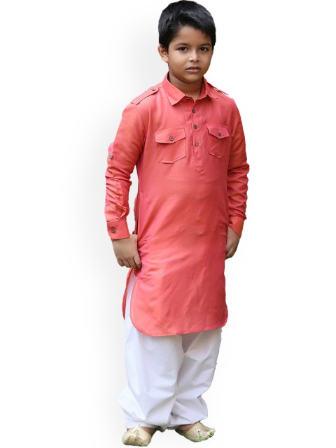 

Manyavar Boys Orange Kurta with Pyjamas
