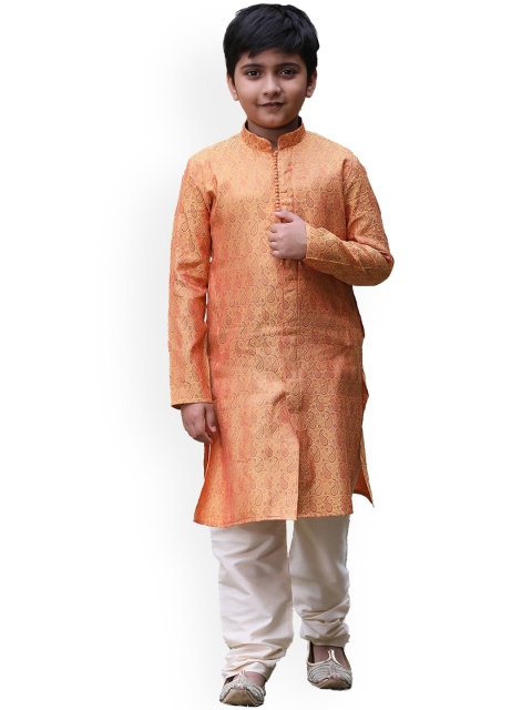 

Manyavar Boys Orange Paisley Kurta with Pyjamas